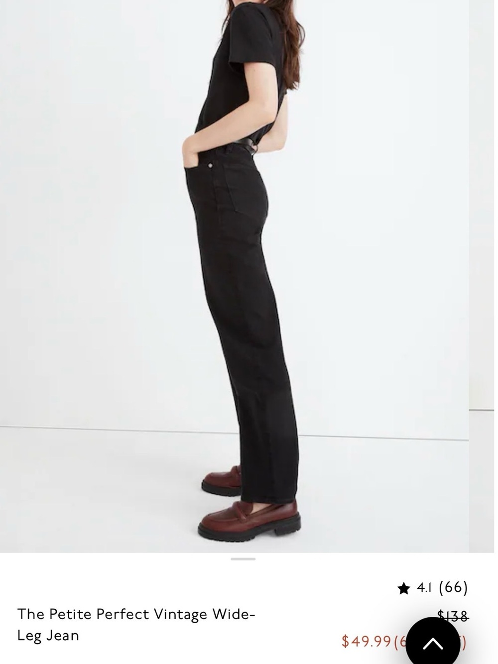 Madewell The Petite Perfect Vintage Wide-Leg Jean - Black 26p/4p